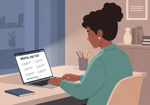 User interacting with an online mental age test