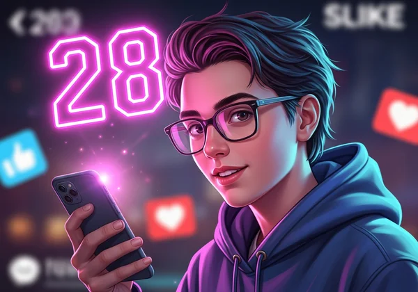 User with glowing mental age number above head