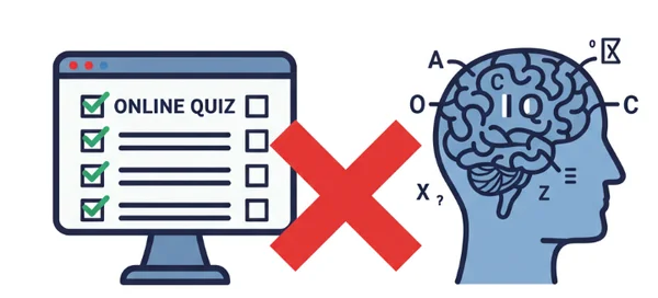 Brain icon clearly separated from a quiz icon