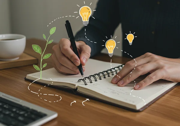 Person journaling for self-awareness and personal growth path