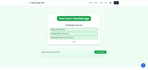 Exemple de question du test d'âge mental