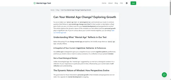 Can Your Mental Age Change? Exploring Growth